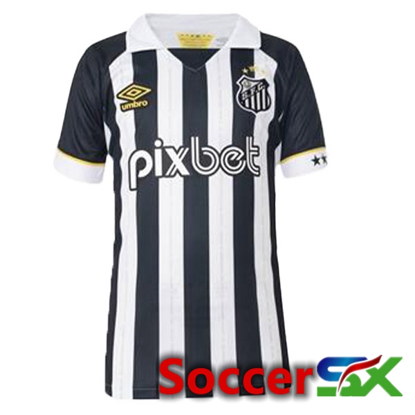 Santos FC Soccer Jersey Away Black White 2023/2024