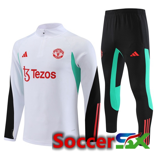 Manchester United Training Tracksuit Suit White 2023/2024