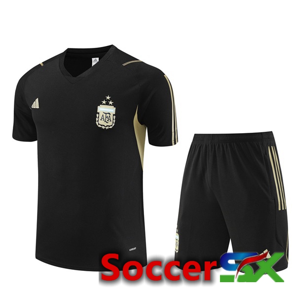 Argentina Training T Shirt + Shorts Black 2023/2024