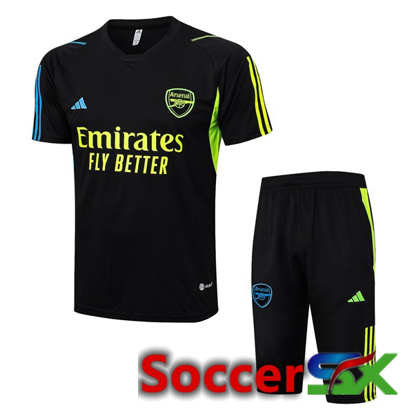 Arsenal Training T Shirt + Shorts Black 2023/2024