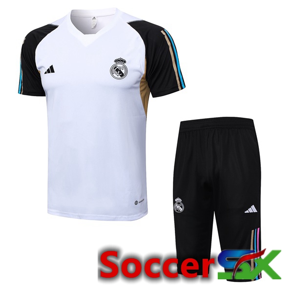 Real Madrid Training T Shirt + Shorts White 2023/2024