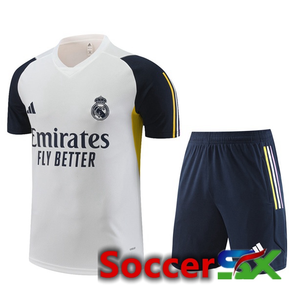 Real Madrid Training T Shirt + Shorts White 2023/2024