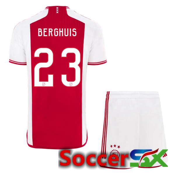AFC Ajax (Berghuis 23) Kids Soccer Jersey Home Red White 2023/2024