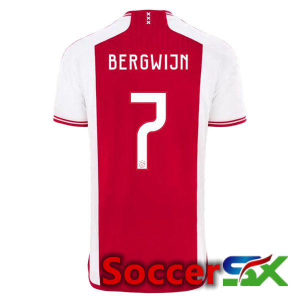 AFC Ajax (Bergwijn 7) Soccer Jersey Home Red White 2023/2024