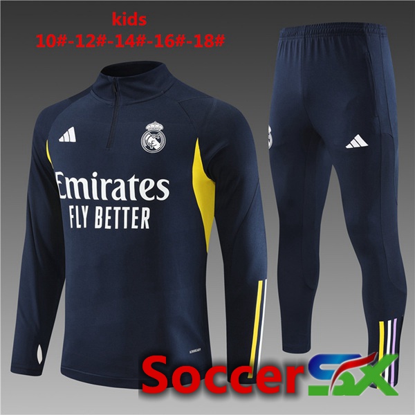 Real Madrid Kids Training Tracksuit Suit Royal Bluee 2023/2024
