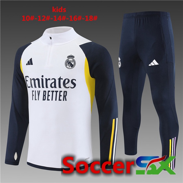 Real Madrid Kids Training Tracksuit Suit White 2023/2024