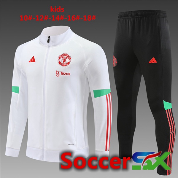 Manchester United Kids Training Jacket Suit White 2023/2024