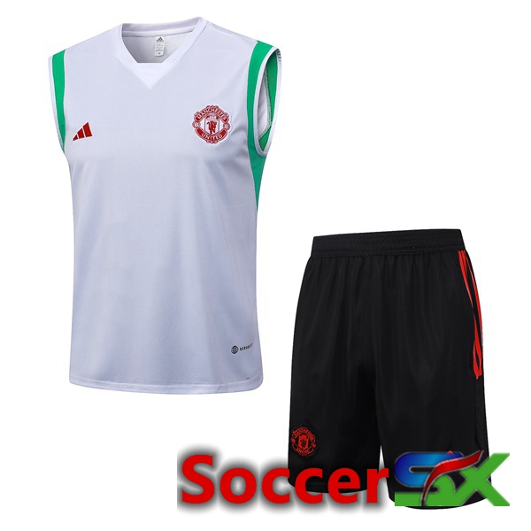 Manchester United Soccer Vest + Shorts White 2023/2024