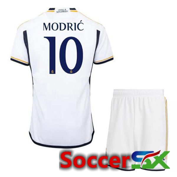 Real Madrid (Modrić 10) Kids Soccer Jersey Home White 2023/2024