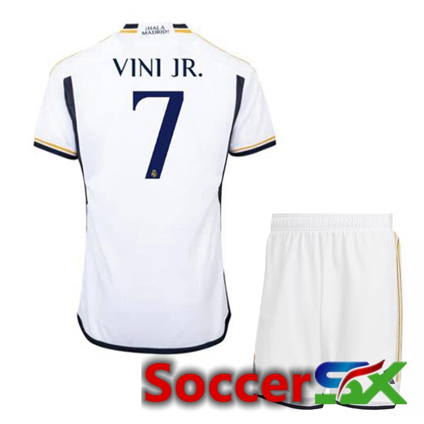 Real Madrid (Vini Jr. 7) Kids Soccer Jersey Home White 2023/2024