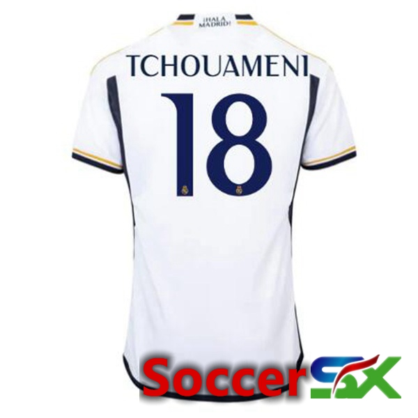 Real Madrid (Tchouameni 18) Soccer Jersey Home White 2023/2024