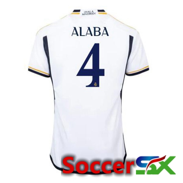 Real Madrid (Alaba 4) Soccer Jersey Home White 2023/2024