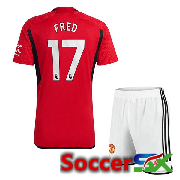 Manchester United (Fred 17) Kids Soccer Jersey Home Red 2023/2024