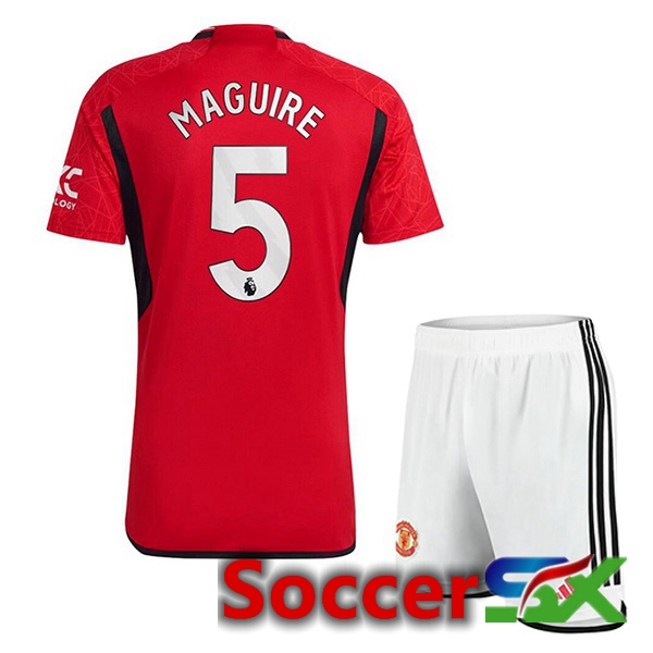 Manchester United (Maguire 5) Kids Soccer Jersey Home Red 2023/2024