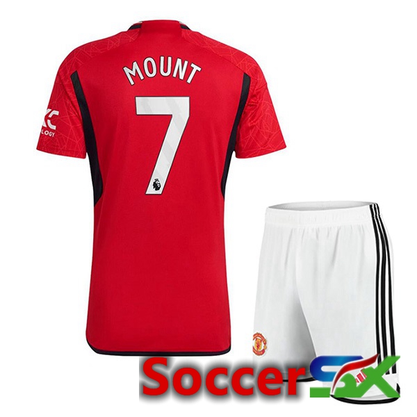 Manchester United (Mount 7) Kids Soccer Jersey Home Red 2023/2024