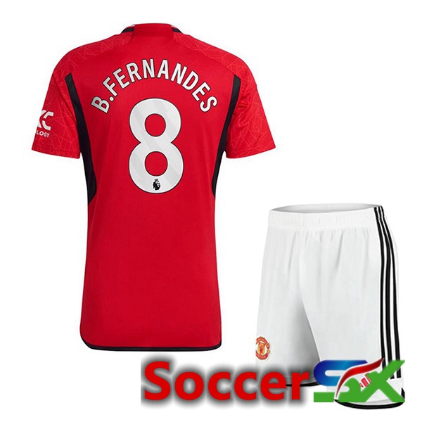 Manchester United (B.Fernandes 8) Kids Soccer Jersey Home Red 2023/2024