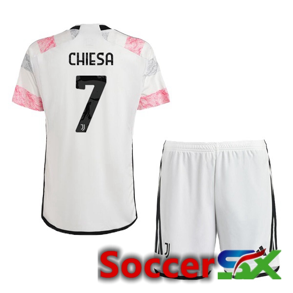 Juventus (CHIESA 7) Kids Soccer Jersey Away White 2023/2024