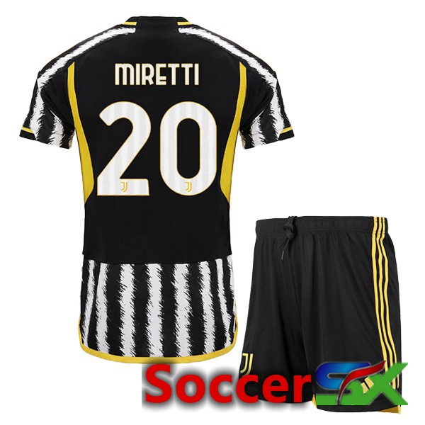 Juventus (MIRETTI 20) Kids Soccer Jersey Home Black White 2023/2024