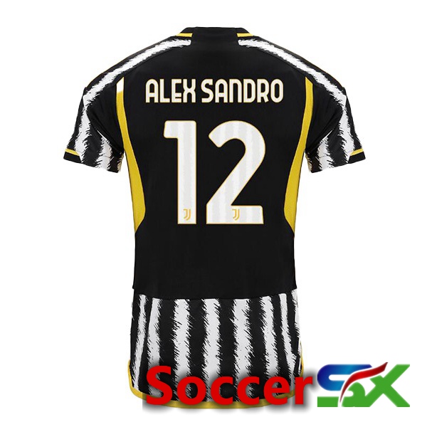 Juventus (ALEX SANDRO 12) Soccer Jersey Home Black White 2023/2024