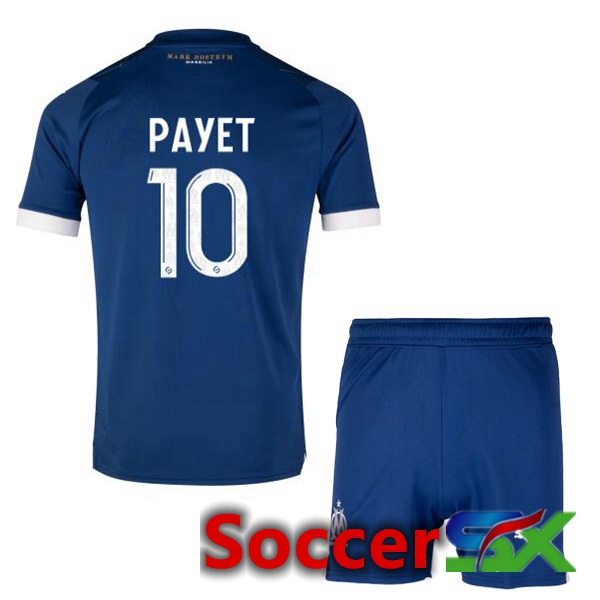 Marseille OM (PAYET 10) Kids Soccer Jersey Away Blue 2023/2024