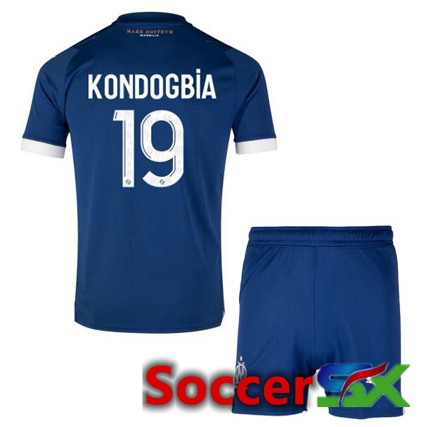 Marseille OM (KONDOGBIA 19) Kids Soccer Jersey Away Blue 2023/2024