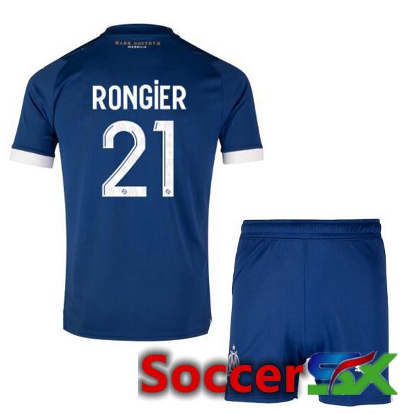 Marseille OM (RONGIER 21) Kids Soccer Jersey Away Blue 2023/2024