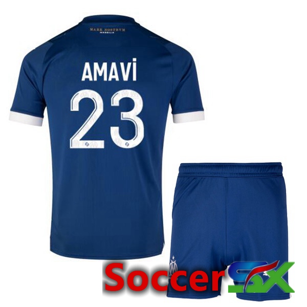 Marseille OM (AMAVI 23) Kids Soccer Jersey Away Blue 2023/2024