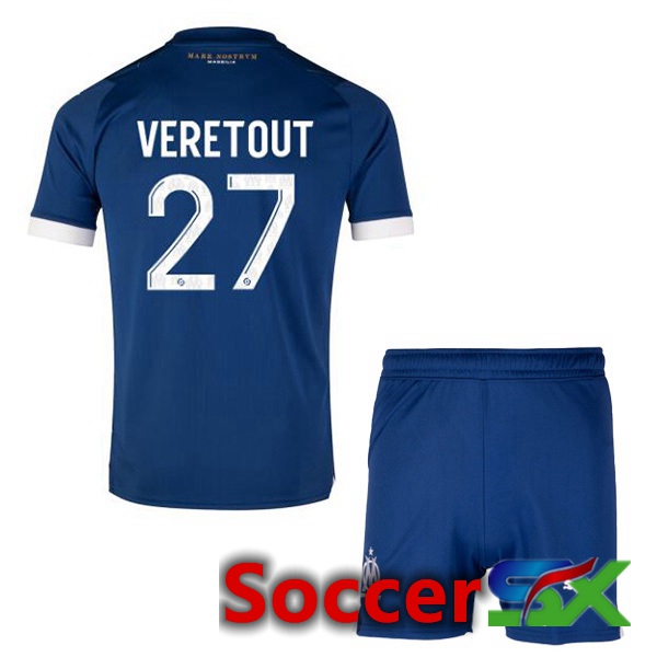 Marseille OM (VERETOUT 27) Kids Soccer Jersey Away Blue 2023/2024