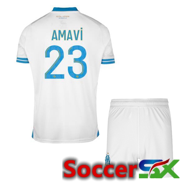 Marseille OM (AMAVI 23) Kids Soccer Jersey Home White 2023/2024