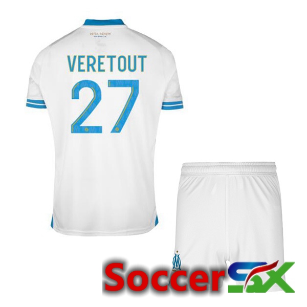 Marseille OM (VERETOUT 27) Kids Soccer Jersey Home White 2023/2024