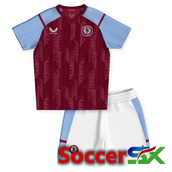 Aston Villa Kids Soccer Jersey Home Red 2023/2024