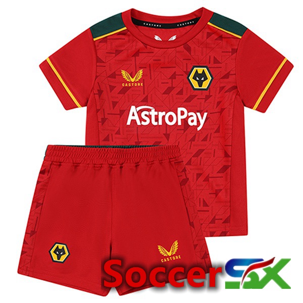 Wolves Kids Soccer Jersey Away Red 2023/2024