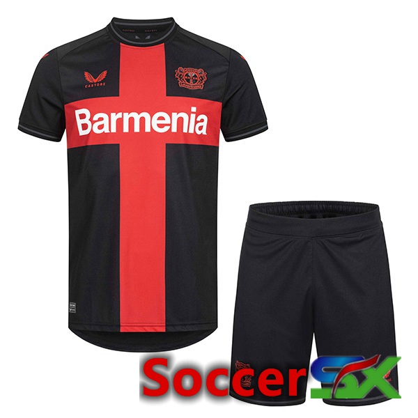 Bayer 04 Leverkusen Kids Soccer Jersey Home Black Red 2023/2024