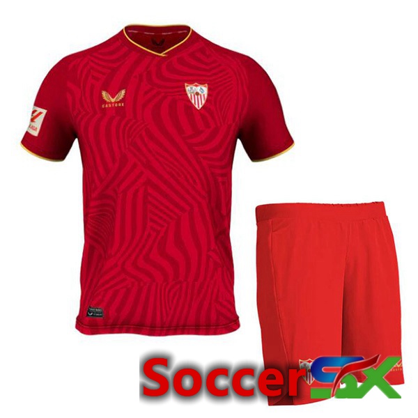 Sevilla FC Kids Soccer Jersey Away Red 2023/2024