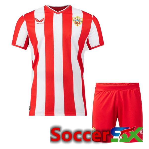 UD Almeria Kids Soccer Jersey Home Red White 2023/2024