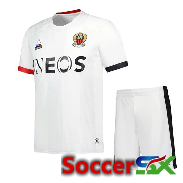 OGC Nice Kids Soccer Jersey Away White 2023/2024