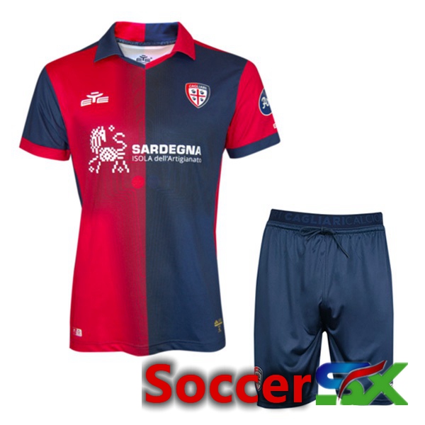 Cagliari Calcio Kids Soccer Jersey Home Red Blue 2023/2024
