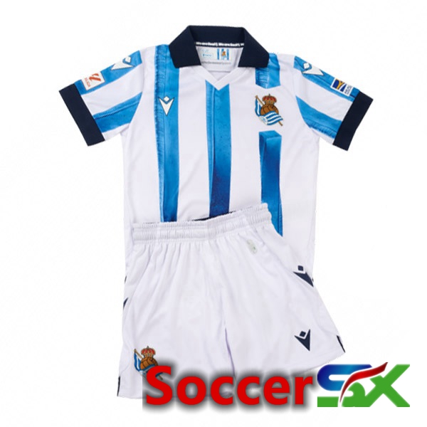 Real Sociedad Kids Soccer Jersey Home Blue White 2023/2024