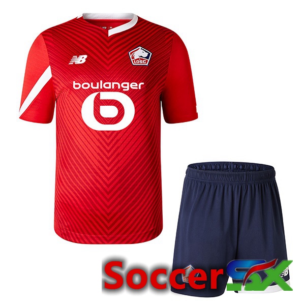 Lille OSC Kids Soccer Jersey Home Red 2023/2024