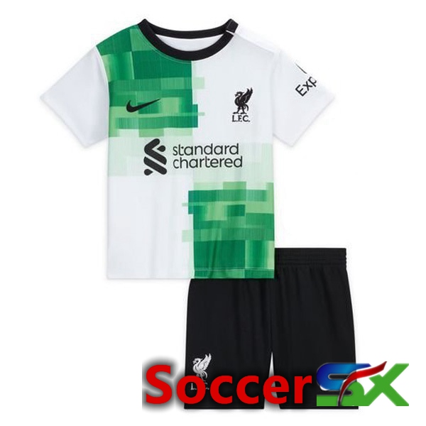 FC Liverpool Kids Soccer Jersey Away White Green 2023/2024