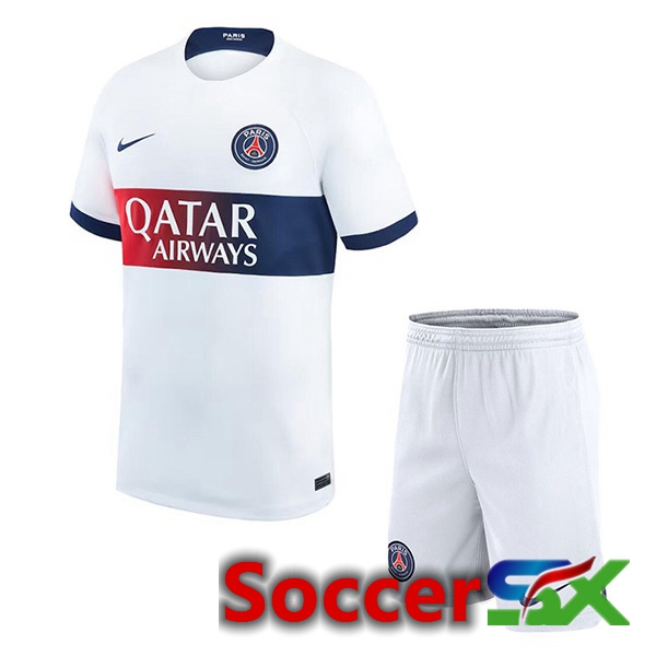 Paris PSG Kids Soccer Jersey Away White 2023/2024