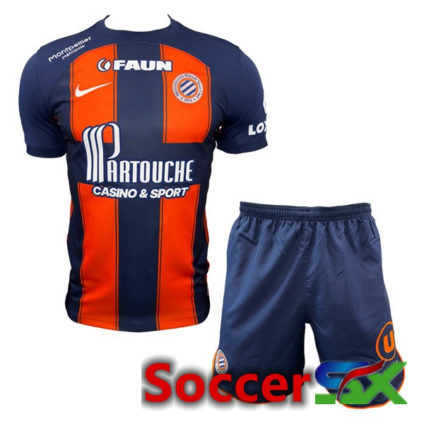 Montpellier HSC Kids Soccer Jersey Home Blue Orange 2023/2024