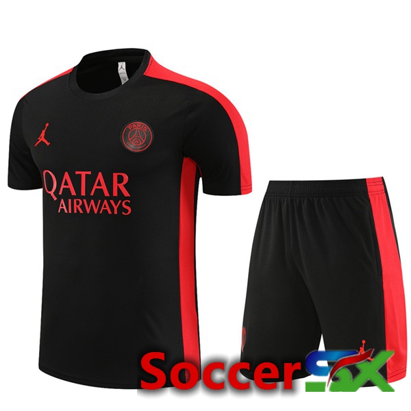 Paris PSG Training T Shirt + Shorts Black 2023/2024