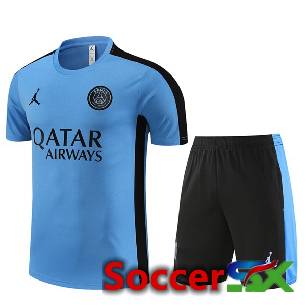 Paris PSG Training T Shirt + Shorts Blue 2023/2024