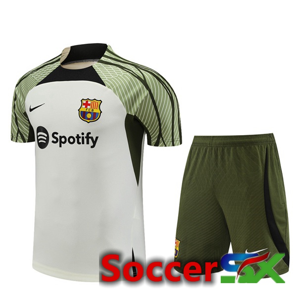 FC Barcelona Training T Shirt + Shorts White 2023/2024
