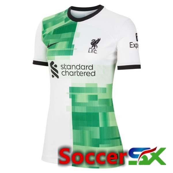 FC Liverpool Womens Soccer Jersey Away White Green 2023/2024