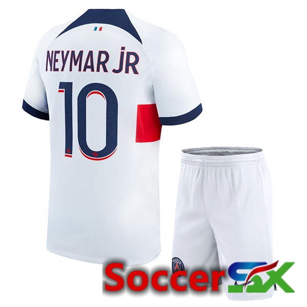 Paris PSG (Neymar Jr 10) Kids Soccer Jersey Away White 2023/2024