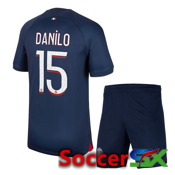 Paris PSG (Danilo 15) Kids Soccer Jersey Home Royal Bluee 2023/2024