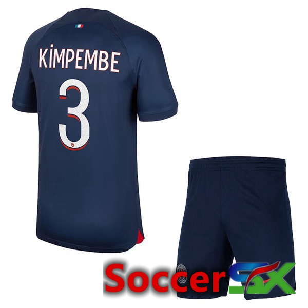 Paris PSG (Kimpembe 3) Kids Soccer Jersey Home Royal Bluee 2023/2024
