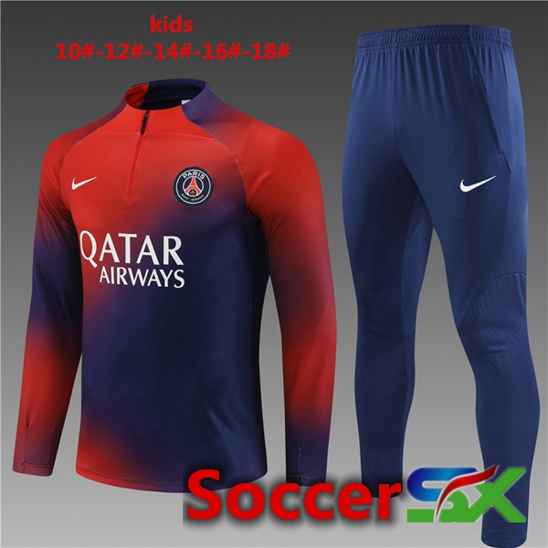 Paris PSG Kids Training Tracksuit Suit Blue Red 2023/2024